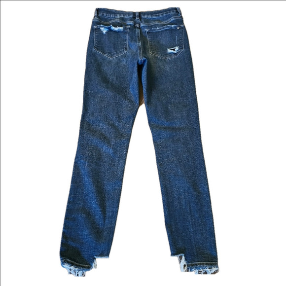 Mica Los Angeles High Rise Distressed Raw Hem Dark Wash Skinny Jeans Size 29 - Picture 2 of 14